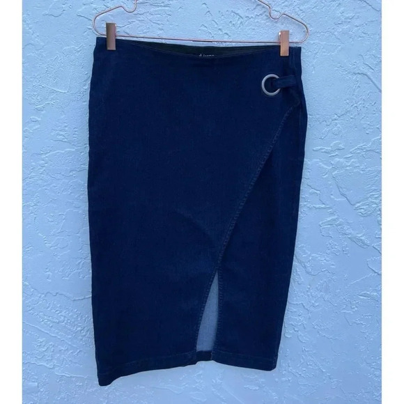 D Jeans Womens Flat Front Asymmetrical Jean Skirt Blue Sz 8 - Picture 1 of 16